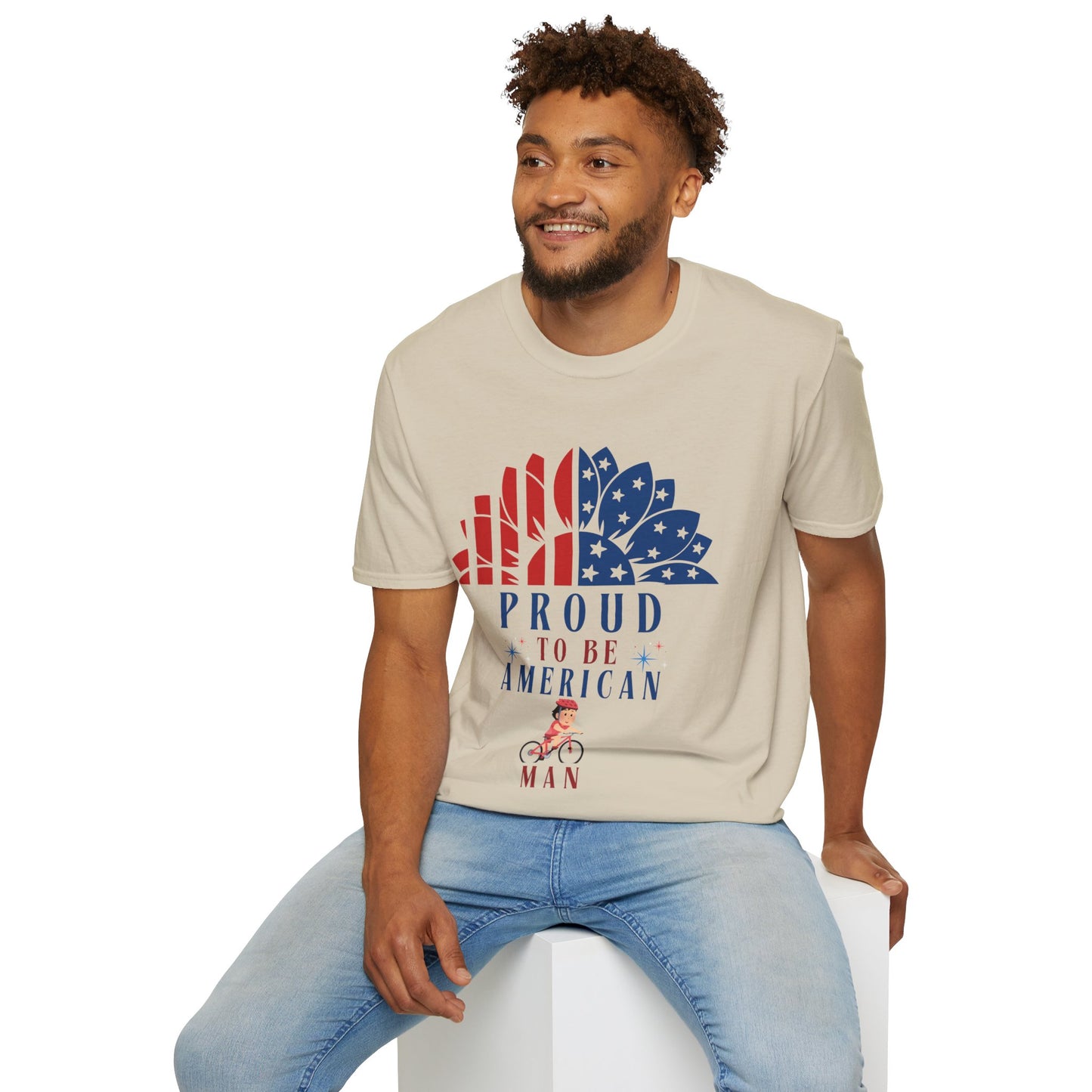 Proud to be American Man - Unisex Softstyle T-shirt | 4th of July | Patriotic Unisex Softstyle T-shirt | Summer T-shirt | USA Proud T- shirt | Comfort & Designer T-shirt | Gift idea for Independence Day