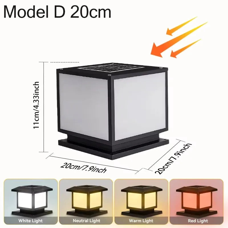 Timed LED Solar Outdoor Light Pillar Solar Lights Waterproof Thick Garden Pathway Parking Yard Outdoor Decor Lamp RC Solar Light