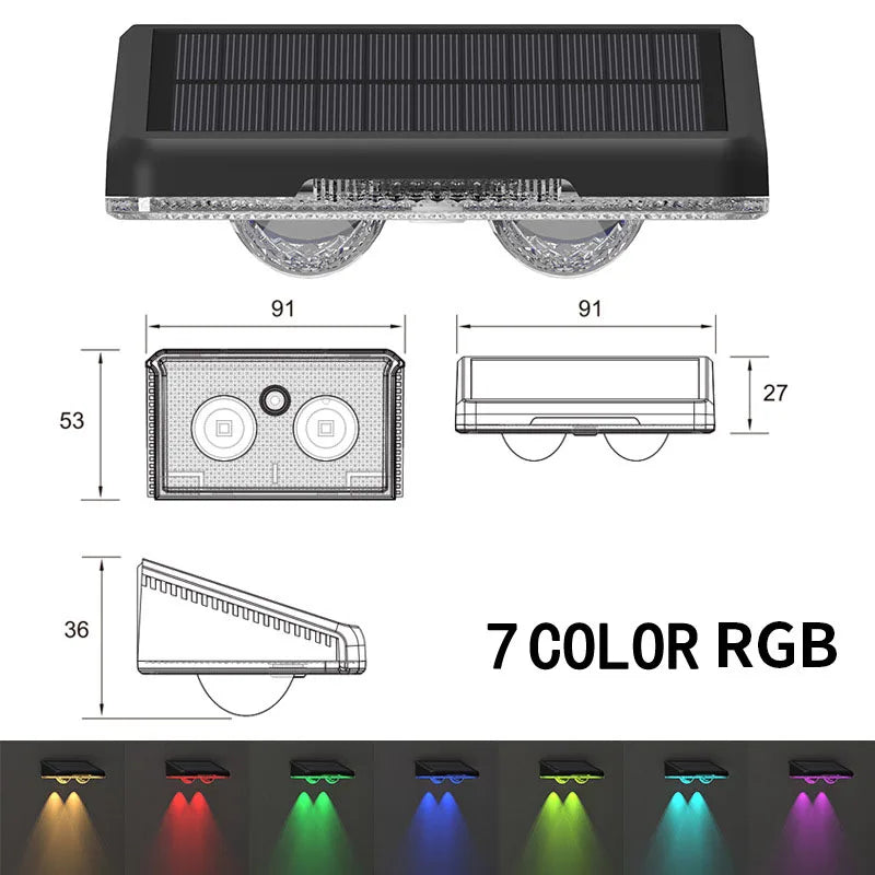 Solar Wall Lights Outdoor LED Fence Light RGB Solar Garden Wall Lights IP65 Waterproof for Courtyard Decoration Light