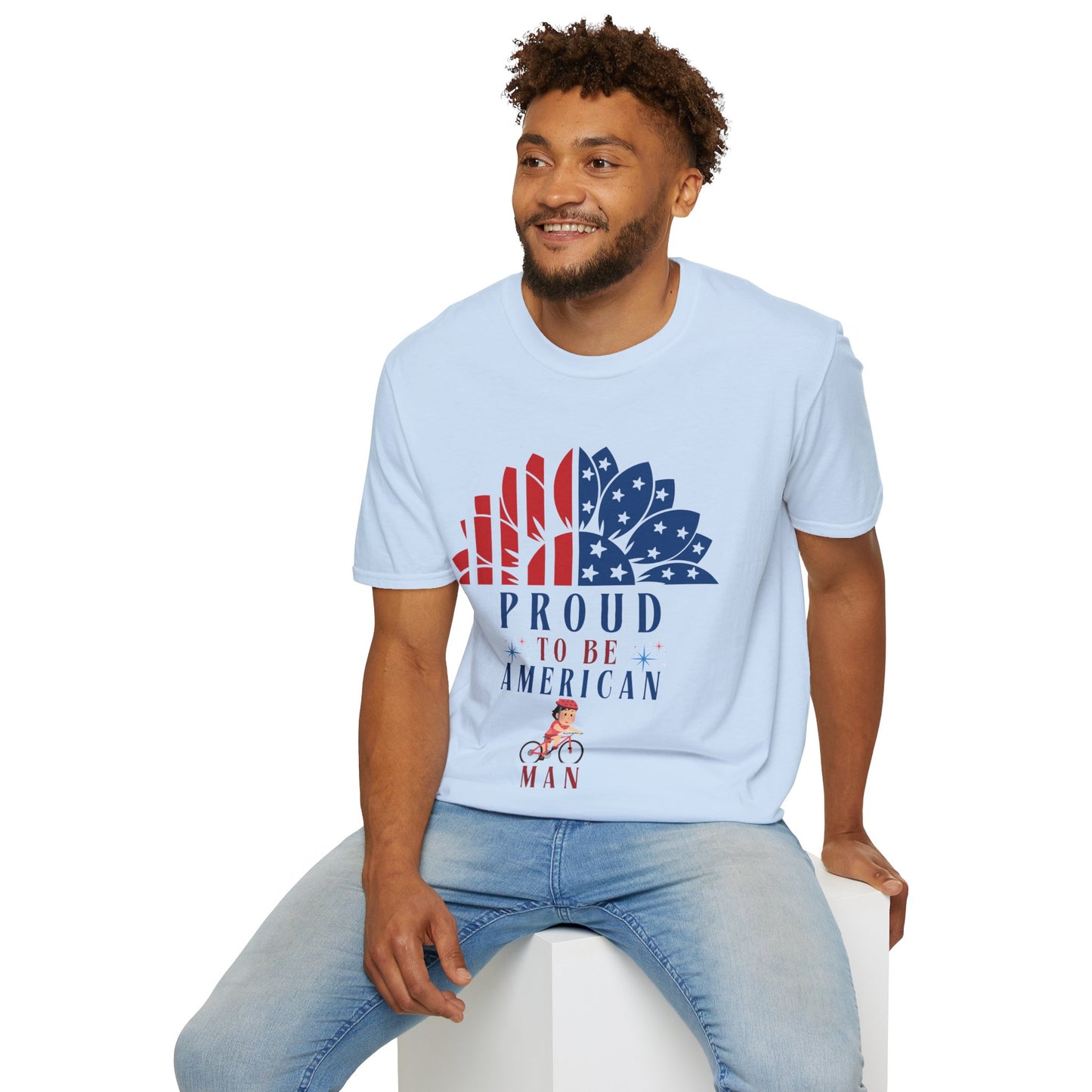 Proud to be American Man - Unisex Softstyle T-shirt  | 4th of July | Patriotic Unisex Softstyle T-shirt   | Summer T-shirt | USA Proud T- shirt | Comfort & Designer T-shirt | Gift idea for Independence Day