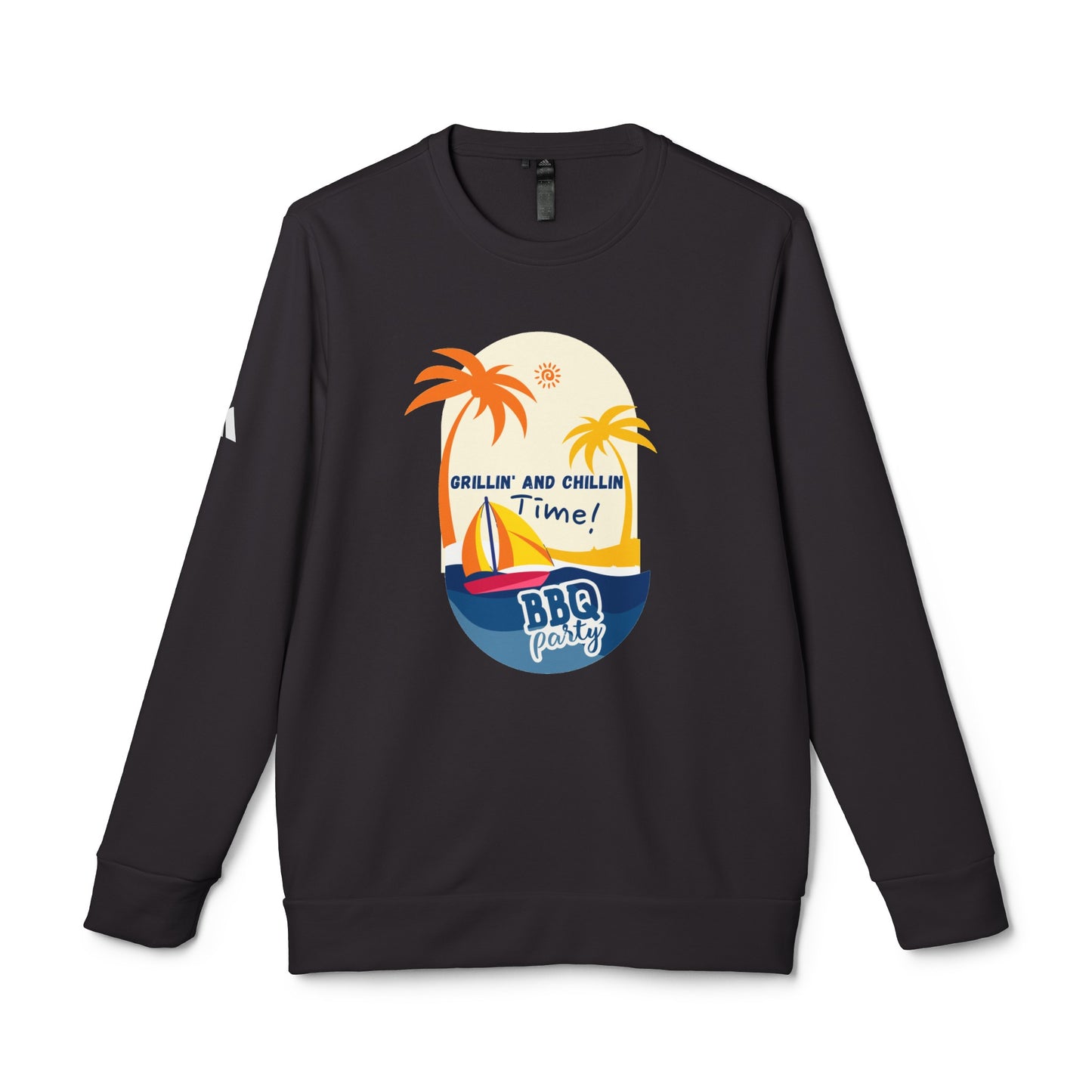 Grillin & Chillin time - adidas® Unisex Fleece Crewneck Sweatshirt | 4th of July | Patriotic adidas® Unisex Fleece Crewneck Sweatshirt | Summer Crewneck Sweatshirt | Comfort & Designer Unisex Fleece Crewneck Sweatshirt | Gift idea for Independence Day.