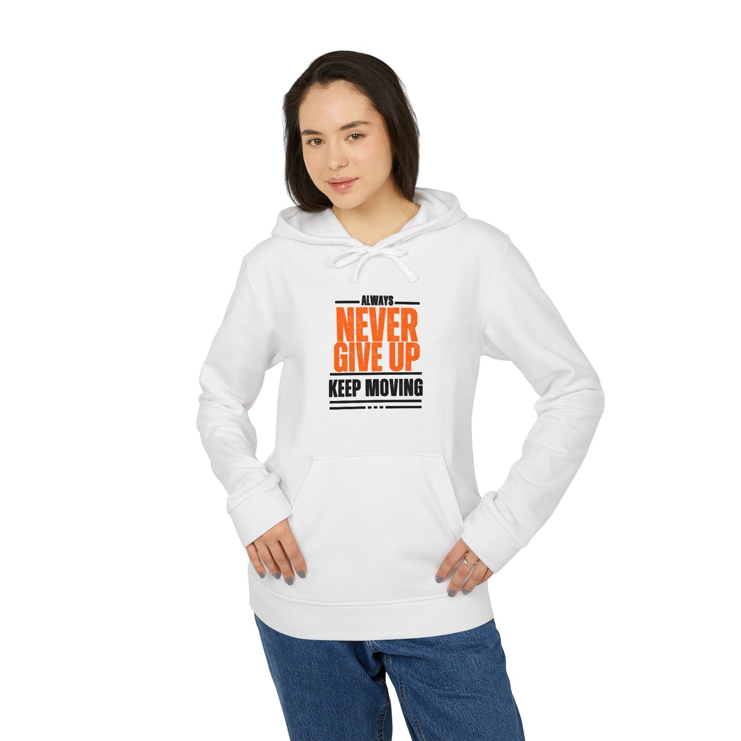 Never Give up, Keep Moving  - adidas® Unisex Fleece Hoodie | 4th of July | Patriotic adidas® Unisex Fleece Hoodie | Summer hoodies | USA Proud hoodies | Comfort & Designer hoodies | Gift idea for Independence Day