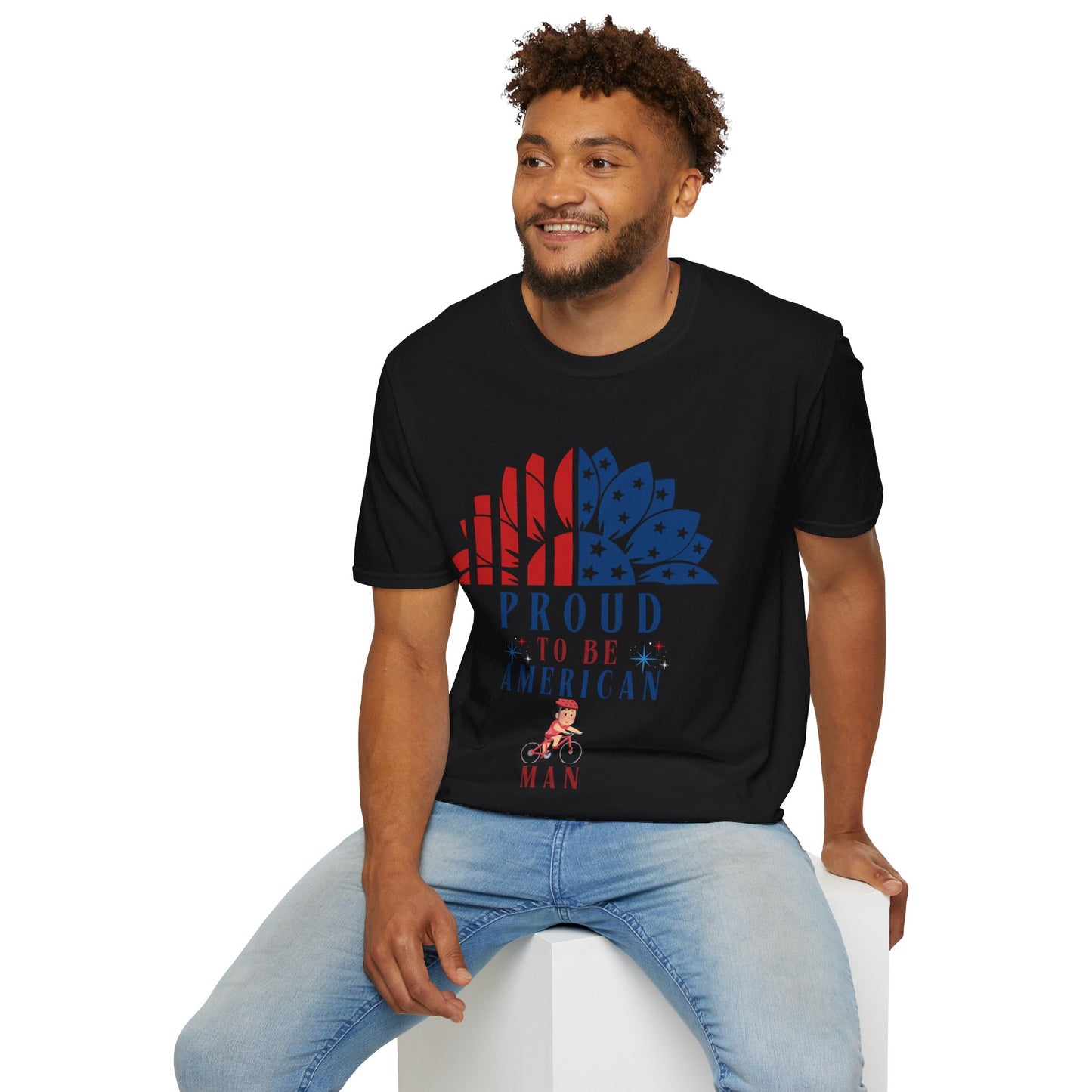 Proud to be American Man - Unisex Softstyle T-shirt  | 4th of July | Patriotic Unisex Softstyle T-shirt   | Summer T-shirt | USA Proud T- shirt | Comfort & Designer T-shirt | Gift idea for Independence Day