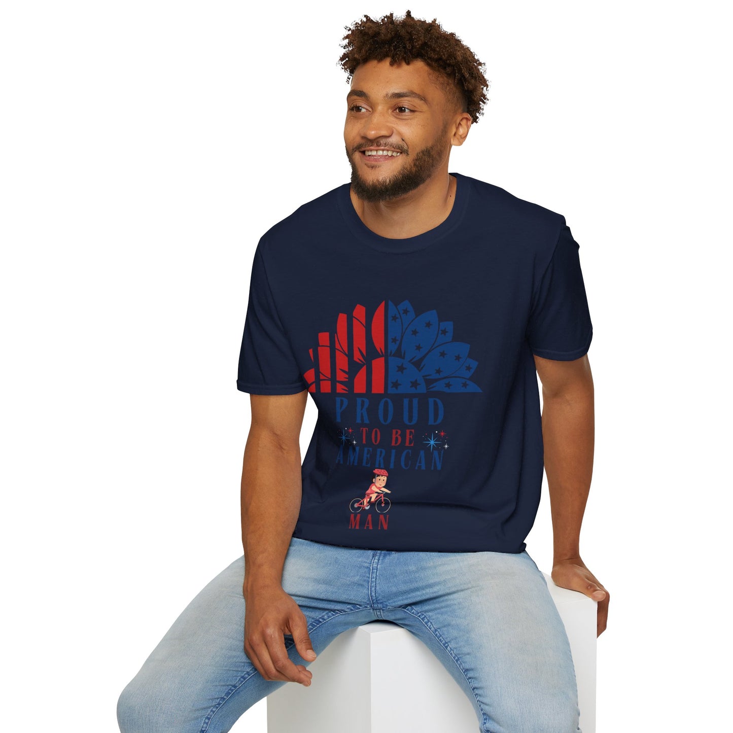 Proud to be American Man - Unisex Softstyle T-shirt  | 4th of July | Patriotic Unisex Softstyle T-shirt   | Summer T-shirt | USA Proud T- shirt | Comfort & Designer T-shirt | Gift idea for Independence Day