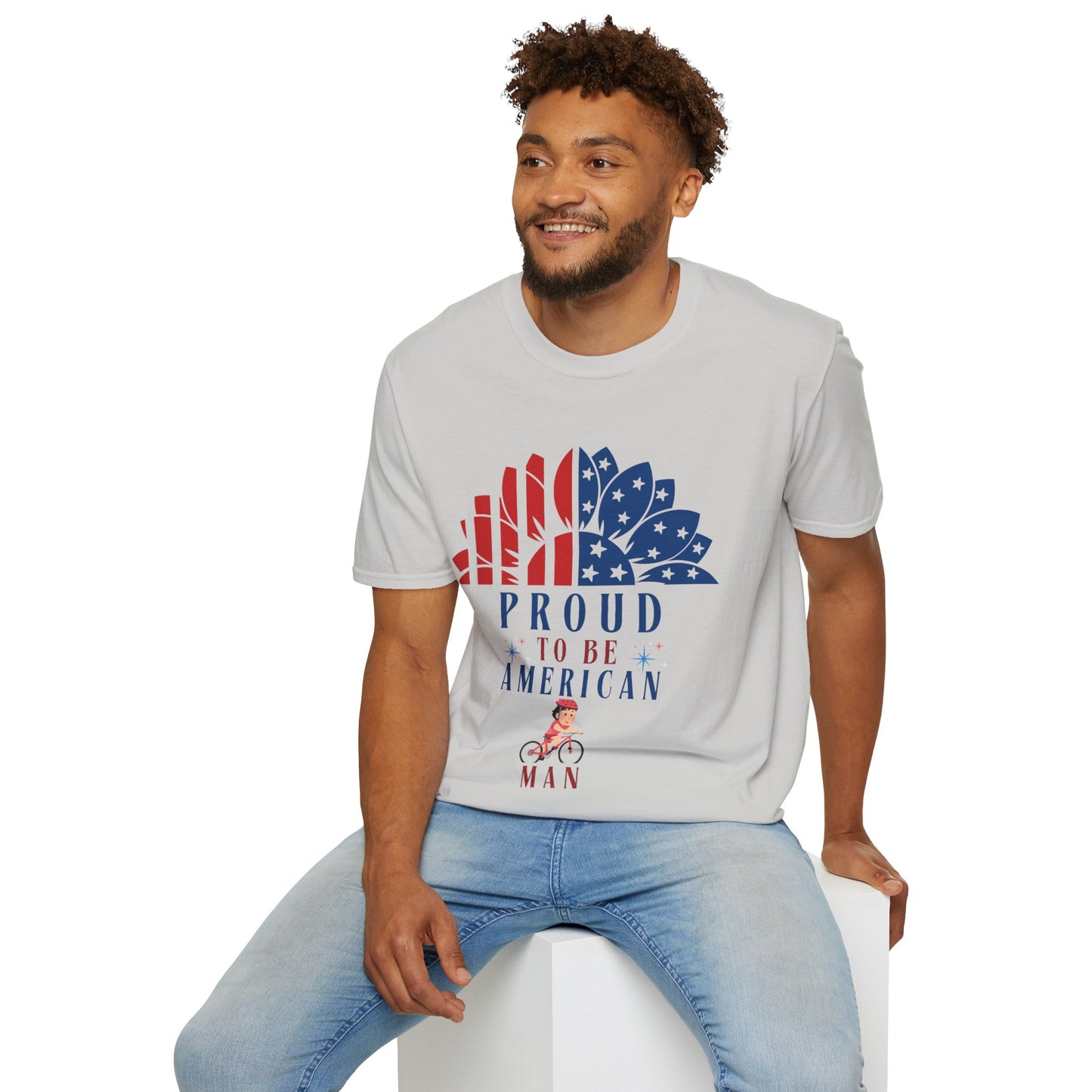 Proud to be American Man - Unisex Softstyle T-shirt  | 4th of July | Patriotic Unisex Softstyle T-shirt   | Summer T-shirt | USA Proud T- shirt | Comfort & Designer T-shirt | Gift idea for Independence Day