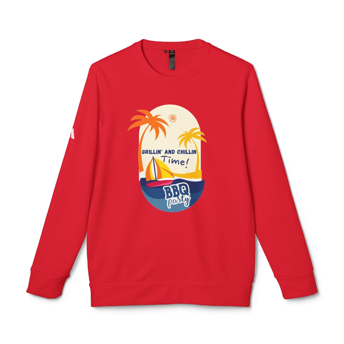 Grillin & Chillin time - adidas® Unisex Fleece Crewneck Sweatshirt | 4th of July | Patriotic adidas® Unisex Fleece Crewneck Sweatshirt | Summer Crewneck Sweatshirt | Comfort & Designer Unisex Fleece Crewneck Sweatshirt | Gift idea for Independence Day.