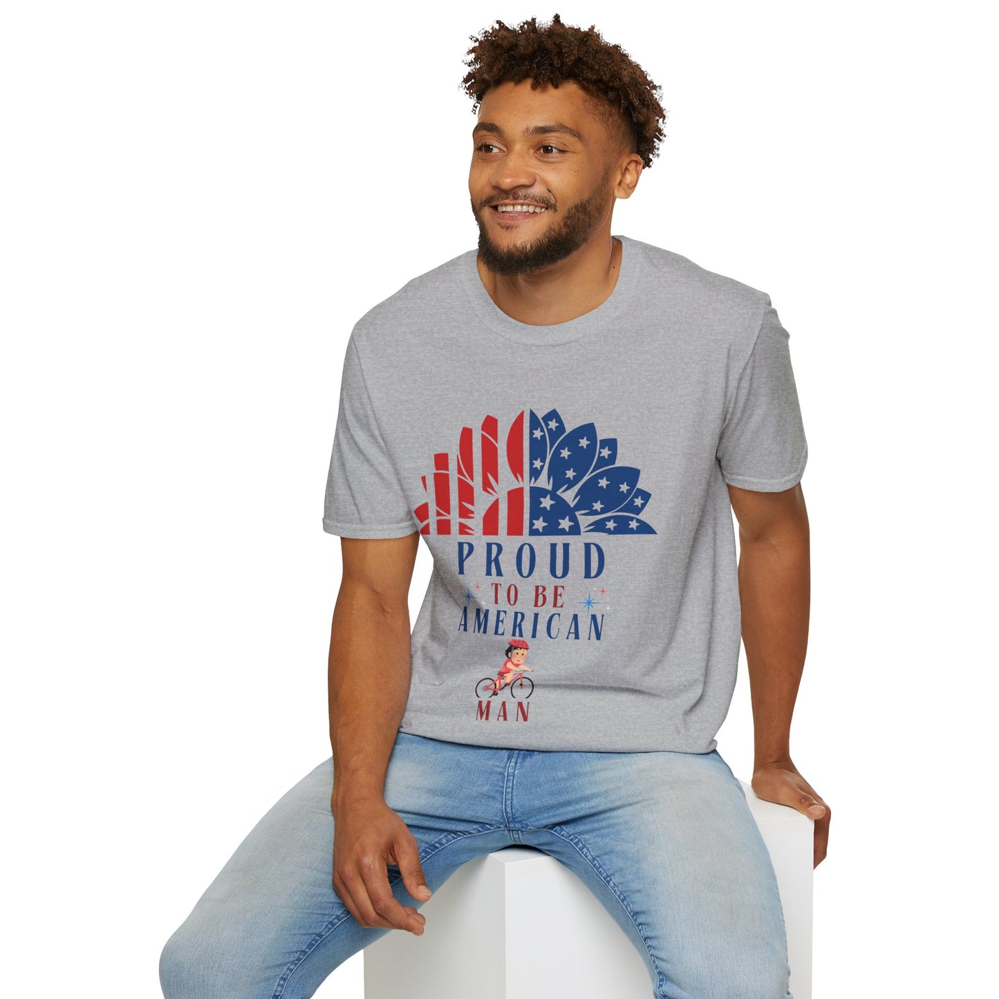 Proud to be American Man - Unisex Softstyle T-shirt  | 4th of July | Patriotic Unisex Softstyle T-shirt   | Summer T-shirt | USA Proud T- shirt | Comfort & Designer T-shirt | Gift idea for Independence Day
