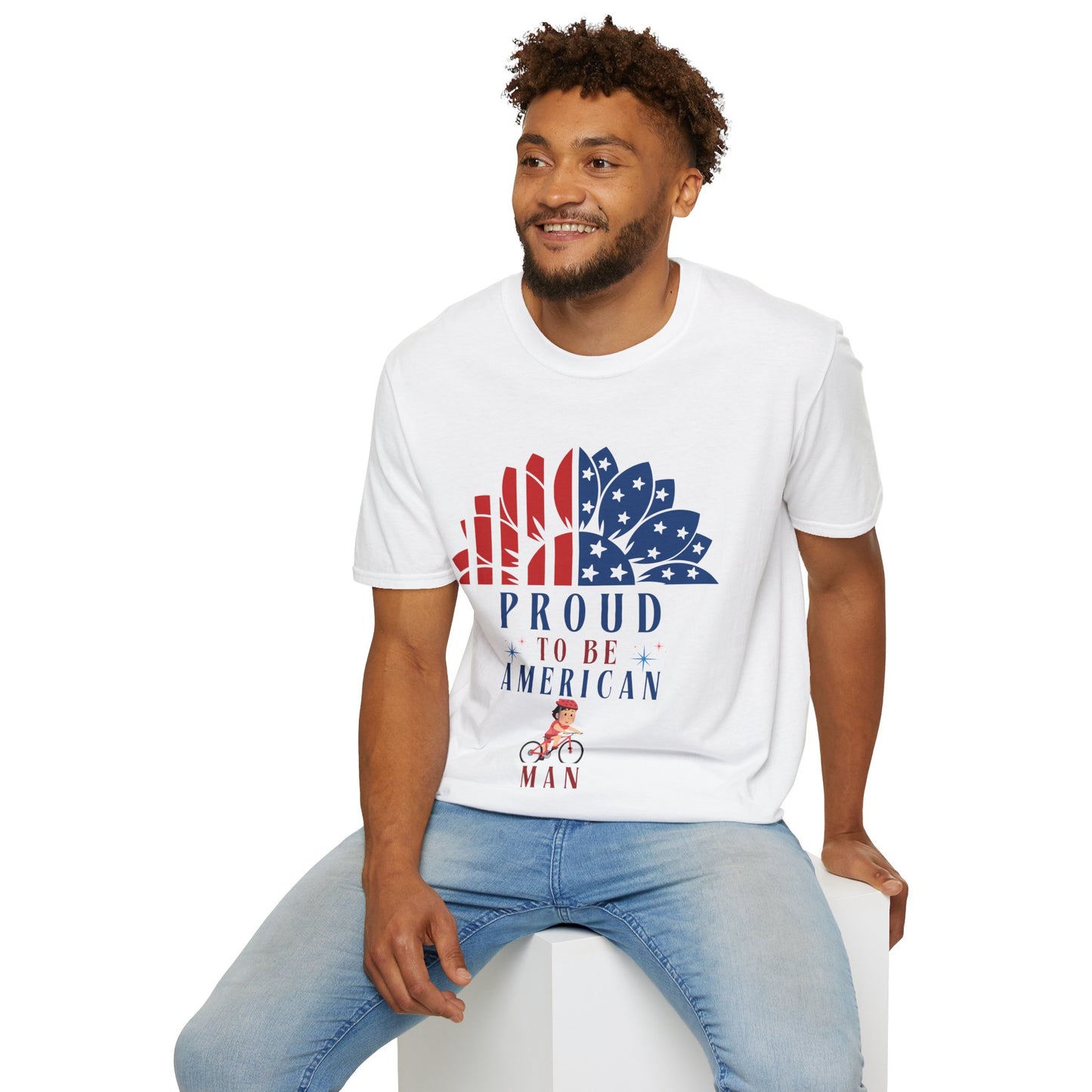 Proud to be American Man - Unisex Softstyle T-shirt  | 4th of July | Patriotic Unisex Softstyle T-shirt   | Summer T-shirt | USA Proud T- shirt | Comfort & Designer T-shirt | Gift idea for Independence Day