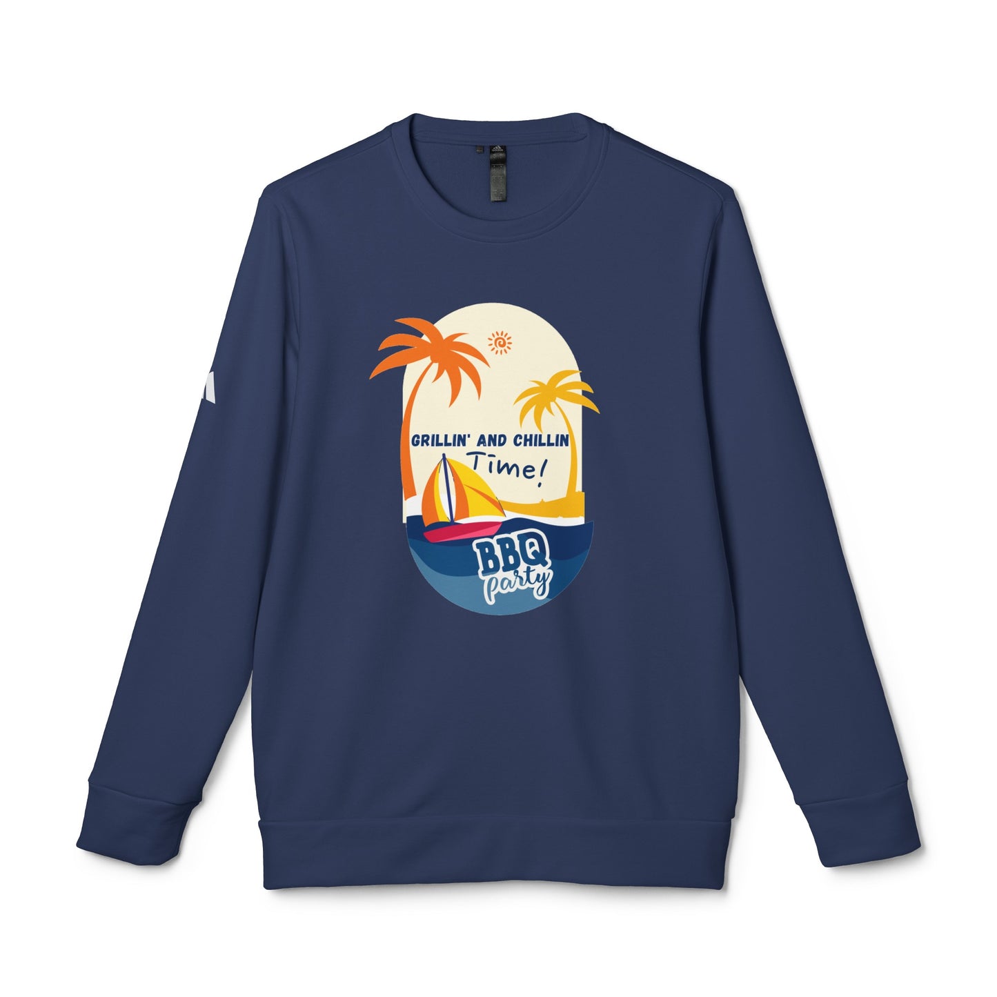 Grillin & Chillin time - adidas® Unisex Fleece Crewneck Sweatshirt | 4th of July | Patriotic adidas® Unisex Fleece Crewneck Sweatshirt | Summer Crewneck Sweatshirt | Comfort & Designer Unisex Fleece Crewneck Sweatshirt | Gift idea for Independence Day.