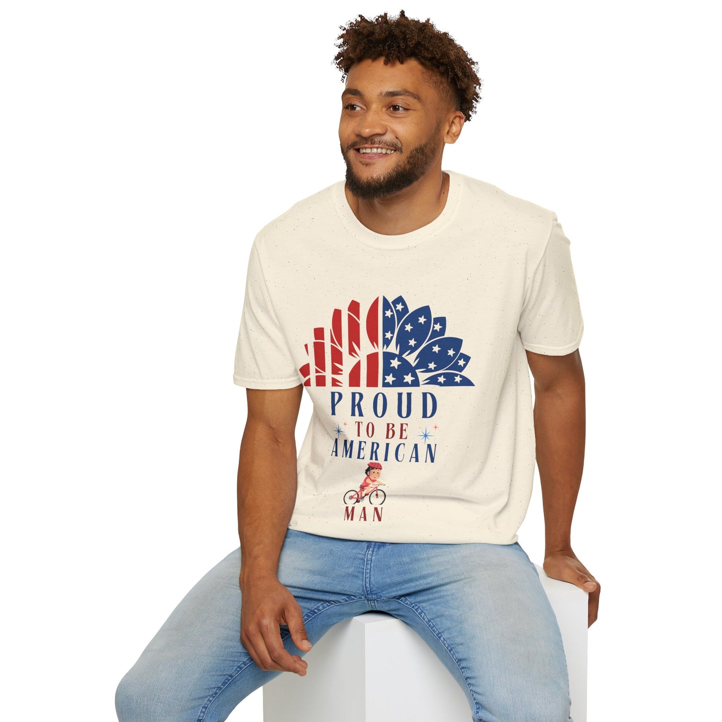 Proud to be American Man - Unisex Softstyle T-shirt  | 4th of July | Patriotic Unisex Softstyle T-shirt   | Summer T-shirt | USA Proud T- shirt | Comfort & Designer T-shirt | Gift idea for Independence Day