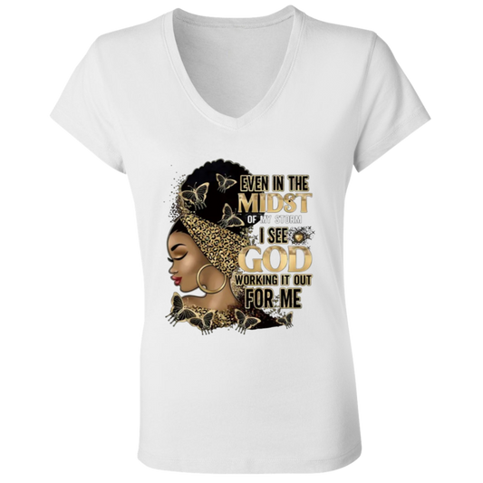 Ladies' Jersey V-Neck T-Shirt, Short Sleeve Crew Neck Casual Top For , Women's Clothing