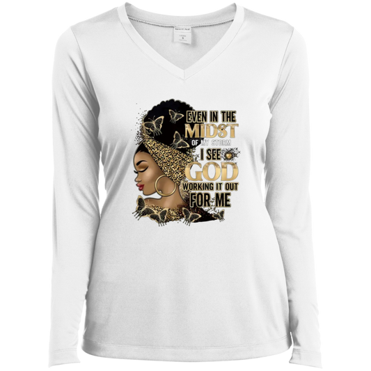 Ladies’ Long Sleeve Performance V-Neck Tee T-Shirt || Crew Neck Casual Top For Summer & Spring || Women's Clothing