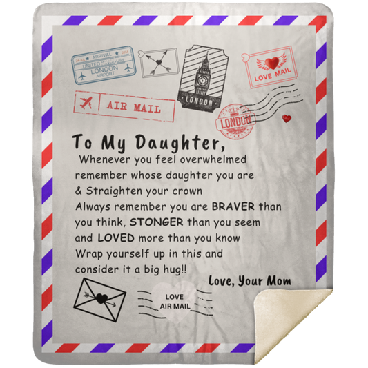 Premium Sherpa Blanket 50x60 To My Daughter From Mom Blanket For All Season, Warm Cozy Soft Throw Blanket Nap Blanket For Couch Bed Sofa Office Camping Travel Home Decor, Holiday Gift Blanket For Daughter