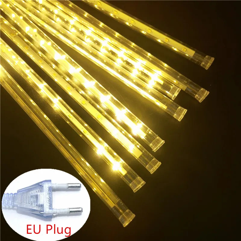 8 Tubes Meteor Shower Rain Led String Lights Street Garlands Christmas Tree Decorations for Outdoor New Year Fairy Garden Lights