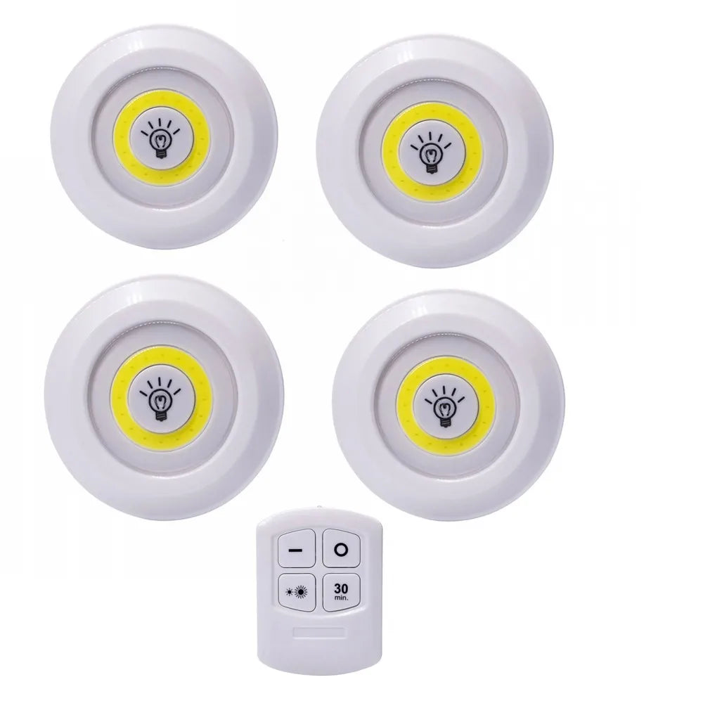 Remote LED Under Cabinet Lights | Battery Powered & Dimmable | Lights for Wardrobe Bathroom