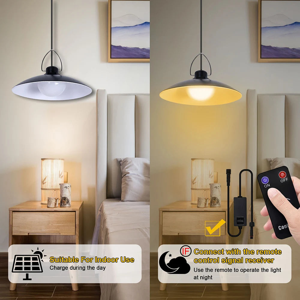 1/2/3/4Head Solar LED Pendant Light Remote Control Outdoor Indoor Solar Lamp Waterproof Security Lighting For Garden Porch Patio