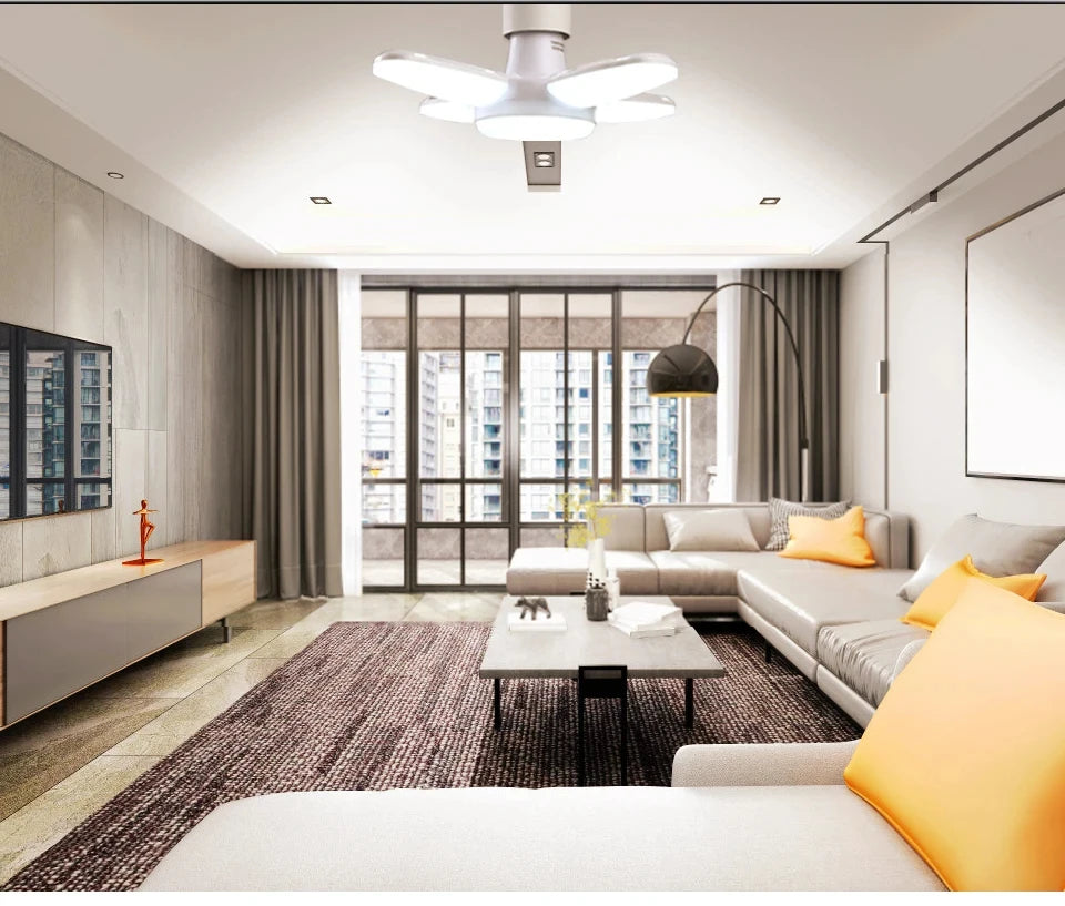 Foldable LED Garage Light Bulb | E27, 40 LEDs, 6500K White | For Kitchen | Indoor | Living Room | Attic Light