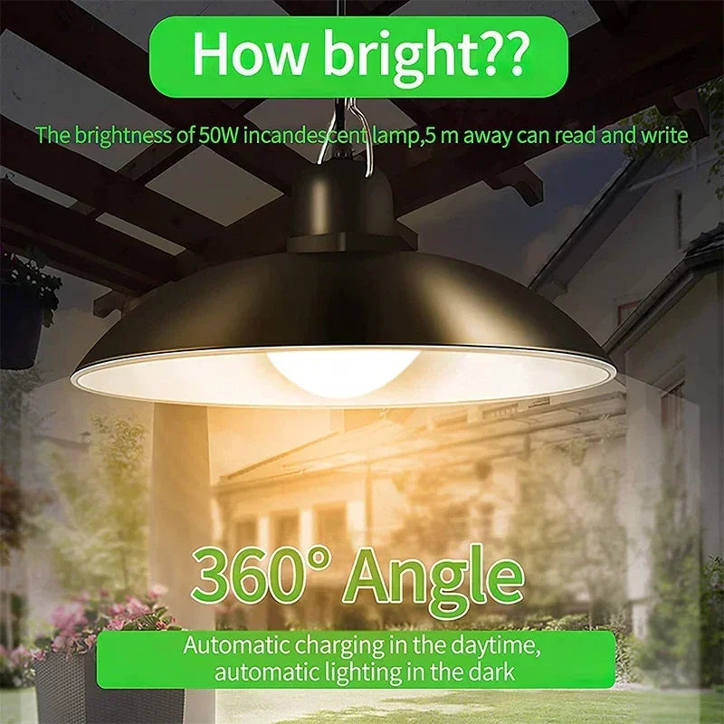 Solar Pendant Light Outdoor Waterproof LED Lamp Double-head Chandelier Decorations with Remote Control for Indoor Shed Barn Room
