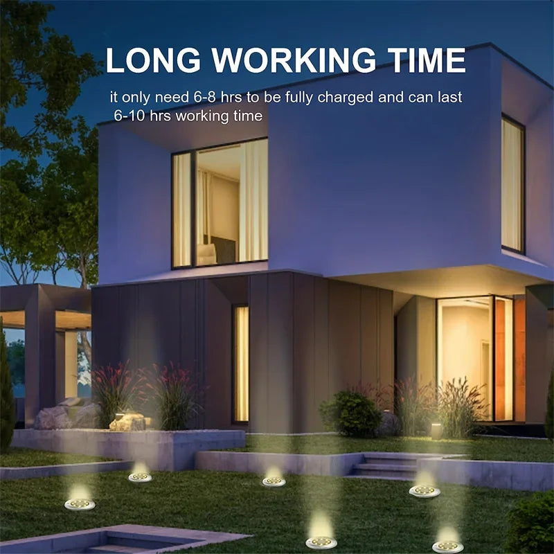 IP68 LED Outdoor Solar Power Ground Light Solar Path Deck Lights Underground Light Yard Driveway Lawn Garden Decor Lighting