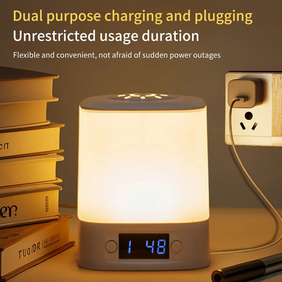 Portable Led Night Light with Clock Time Display Rechargeable Remote Control for Bedroom Bedside Table Lamp Baby Nursery Reading
