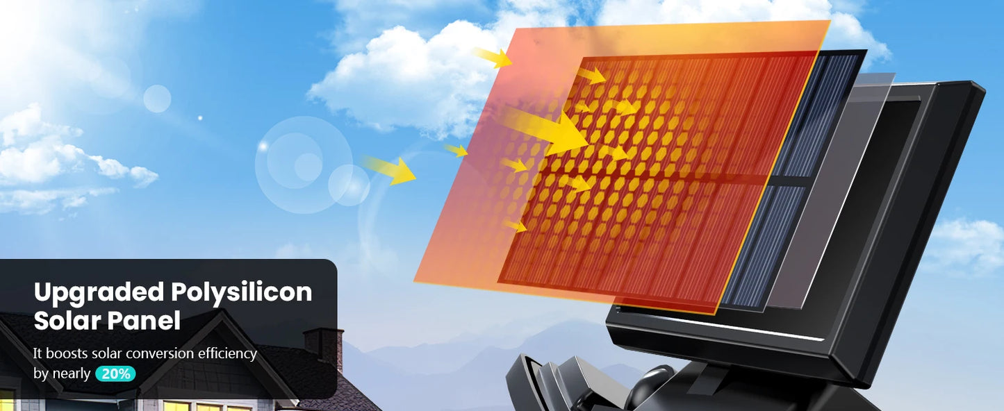 IP65Waterproof Triple Head Outdoor Solar Light, 210LED 2500LM Motion Sensor Safety Light for Porch, Garage, Yard Entrance, Patio