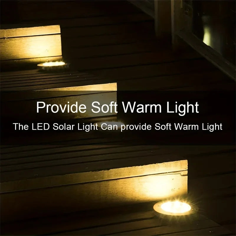 IP68 LED Outdoor Solar Power Ground Light Solar Path Deck Lights Underground Light Yard Driveway Lawn Garden Decor Lighting