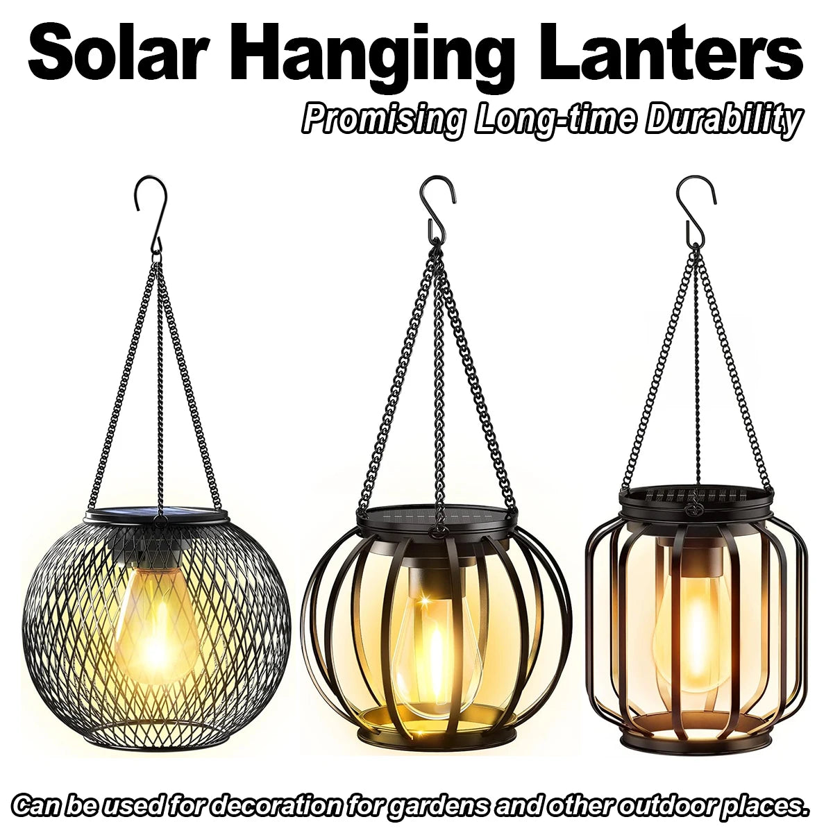 Solar Lantern Led Light 3000k Garden Lamps Auto On/off Sensor Lights Outdoor Waterproof Patio Yard Decoraiton Decoration Hanging