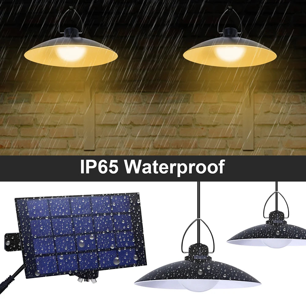 1/2/3/4Head Solar LED Pendant Light Remote Control Outdoor Indoor Solar Lamp Waterproof Security Lighting For Garden Porch Patio