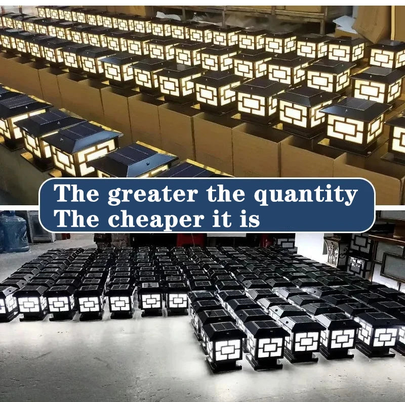 Timed LED Solar Outdoor Light Pillar Solar Lights Waterproof Thick Garden Pathway Parking Yard Outdoor Decor Lamp RC Solar Light