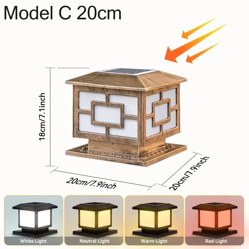 Timed LED Solar Outdoor Light Pillar Solar Lights Waterproof Thick Garden Pathway Parking Yard Outdoor Decor Lamp RC Solar Light