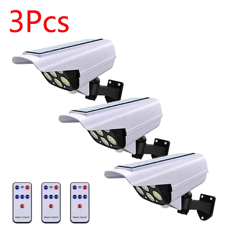 77LED Solar Motion Sensor Security Light Outdoor Dummy Camera Wireless Flood Light Waterproof Lamp For Home Garden,1/2/3PCS