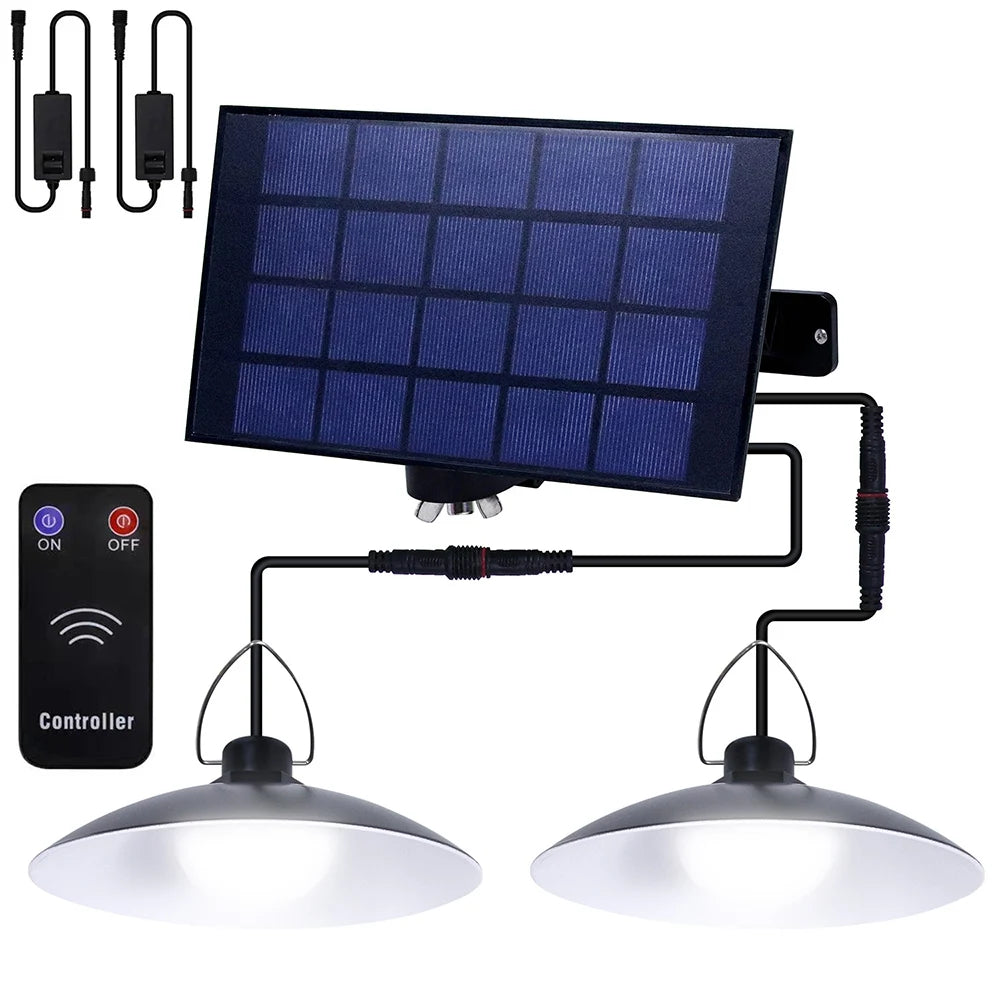 1/2/3/4Head Solar LED Pendant Light Remote Control Outdoor Indoor Solar Lamp Waterproof Security Lighting For Garden Porch Patio