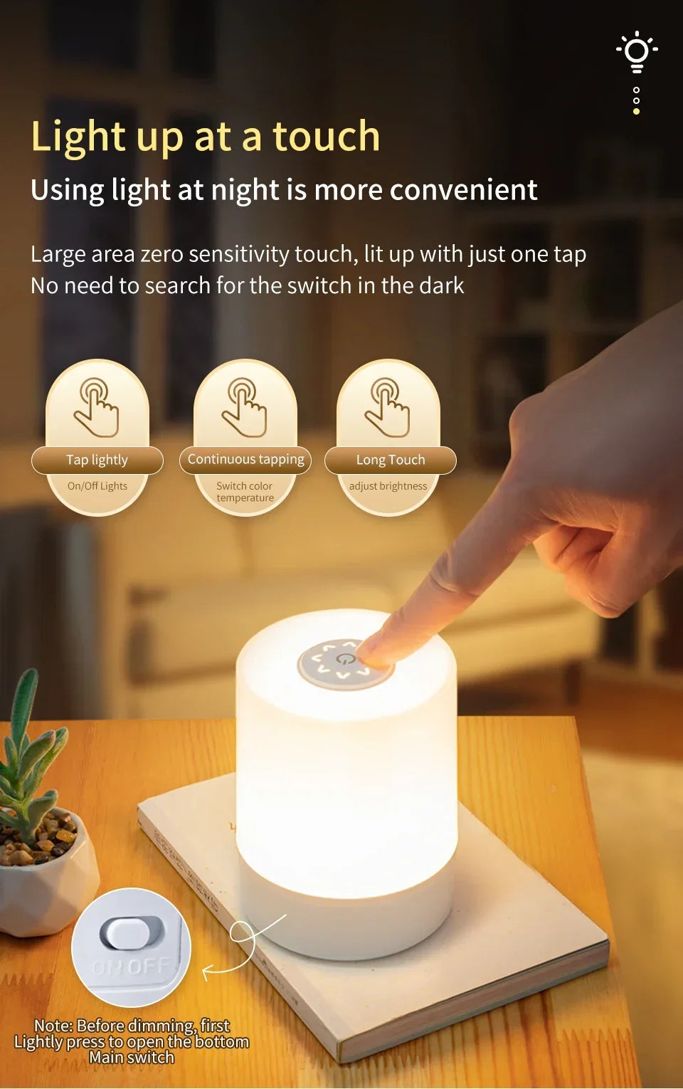 Touch Led Night Lights Dimmable Bedside Desktop lampe led Rechargeable Reading Table Lamps Bedroom Lighting living room decor