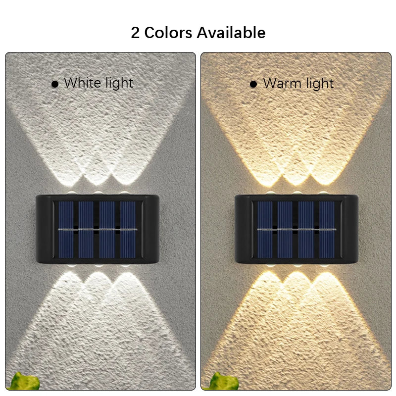 6LED Solar Wall Lights | Outdoor Waterproof Up & Down Lamp for Garden | Patio | Yard | Balcony Deco