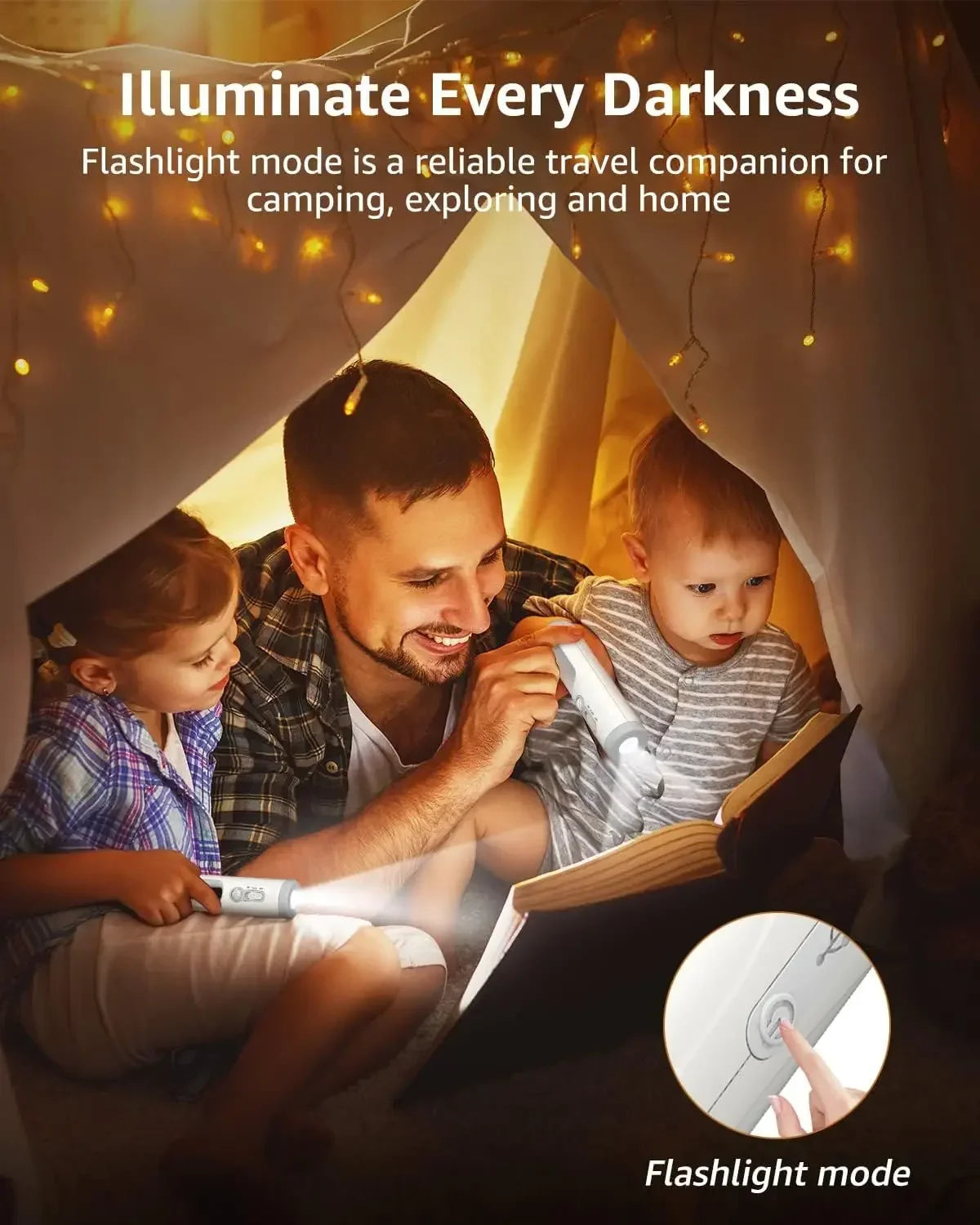 Portable 2 in 1 Flashlight Motion Sensor Night Light Bedroom Bathroom Reading Camping Lighting Baby Feeding Eye Care Bedside Lam