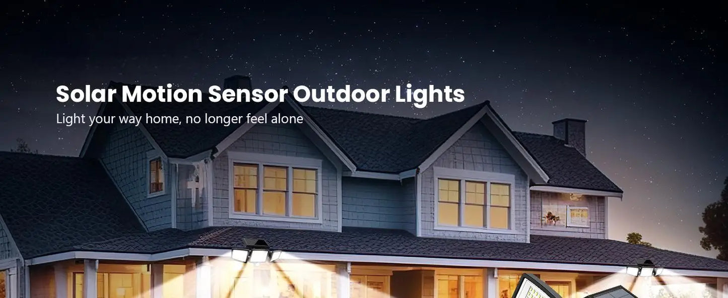 IP65Waterproof Triple Head Outdoor Solar Light, 210LED 2500LM Motion Sensor Safety Light for Porch, Garage, Yard Entrance, Patio