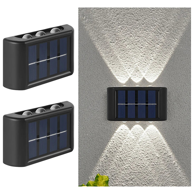 6LED Solar Wall Lights | Outdoor Waterproof Up & Down Lamp for Garden | Patio | Yard | Balcony Deco