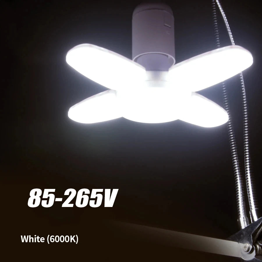 Foldable LED Garage Light Bulb | E27, 40 LEDs, 6500K White | For Kitchen | Indoor | Living Room | Attic Light