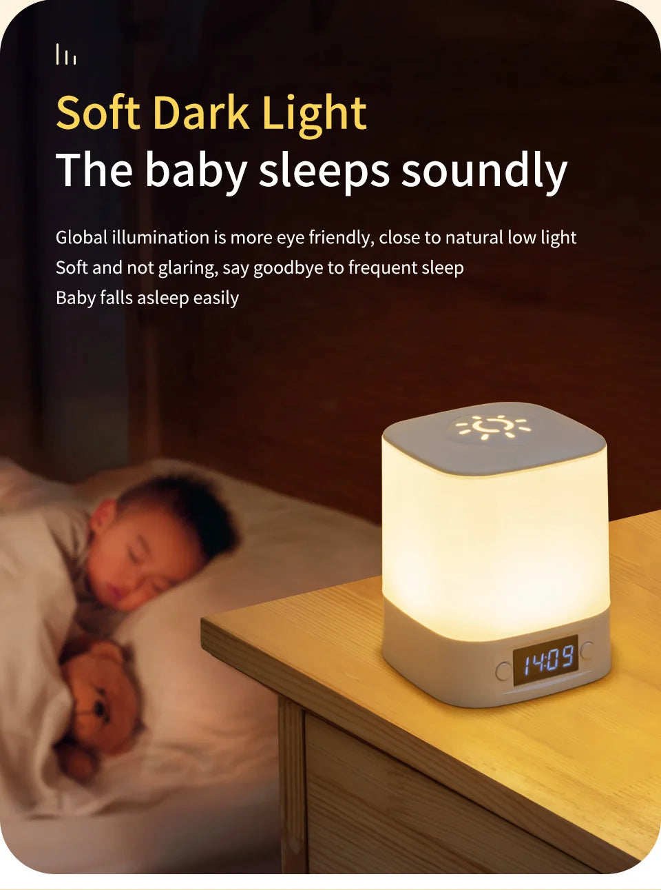Portable Led Night Light with Clock Time Display Rechargeable Remote Control for Bedroom Bedside Table Lamp Baby Nursery Reading