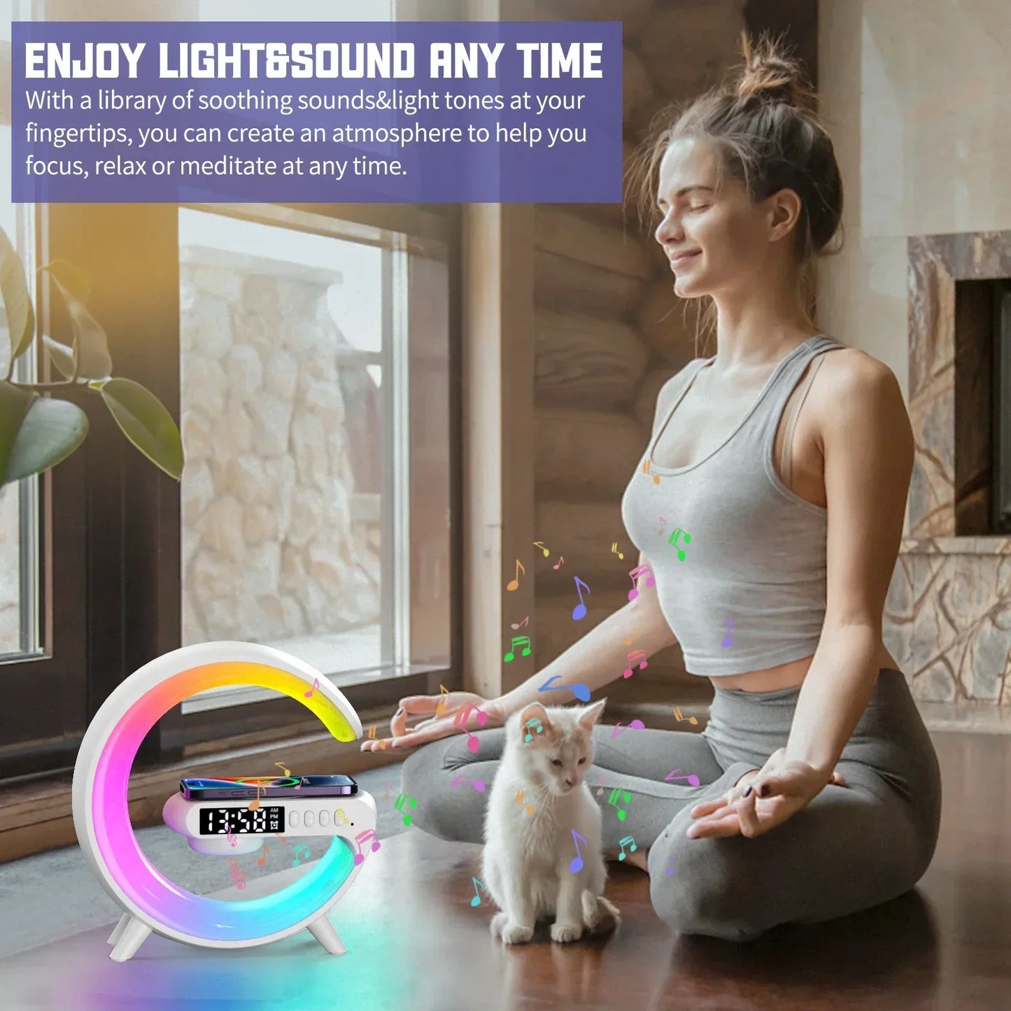 GlowCharge™ 4-in-1 Wireless Charger, RGB Night Light, & Bluetooth Speaker