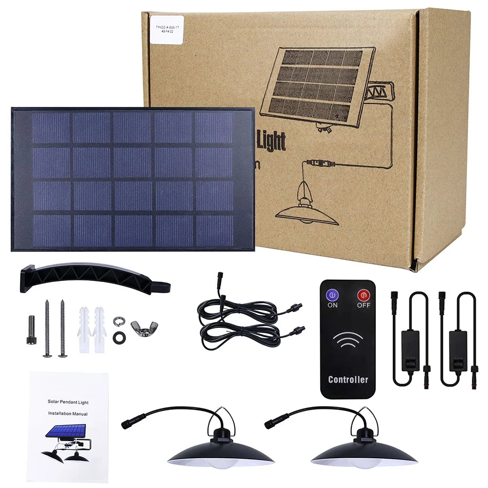 1/2/3/4Head Solar LED Pendant Light Remote Control Outdoor Indoor Solar Lamp Waterproof Security Lighting For Garden Porch Patio