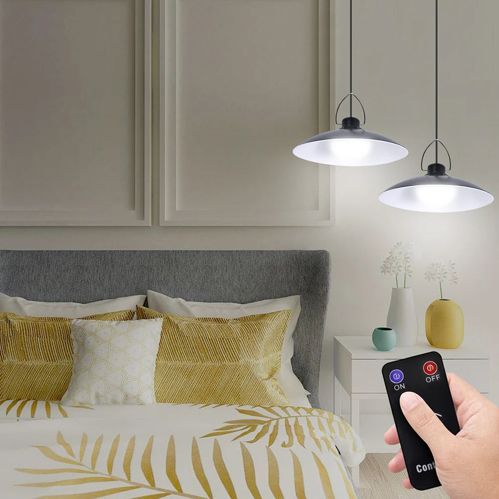 1/2/3/4Head Solar LED Pendant Light Remote Control Outdoor Indoor Solar Lamp Waterproof Security Lighting For Garden Porch Patio