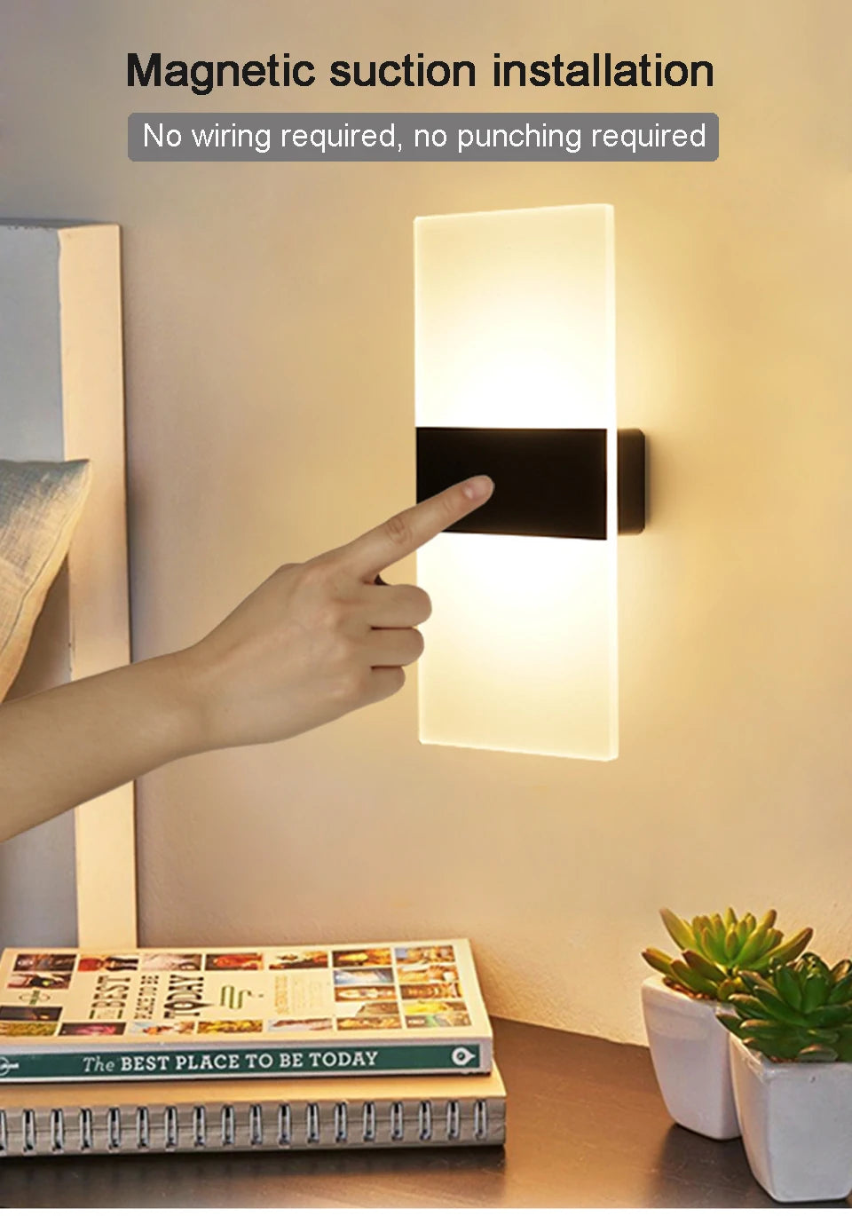 USB Rechargeable LED Wall Lamp – Touch & Motion Sensor Night Light