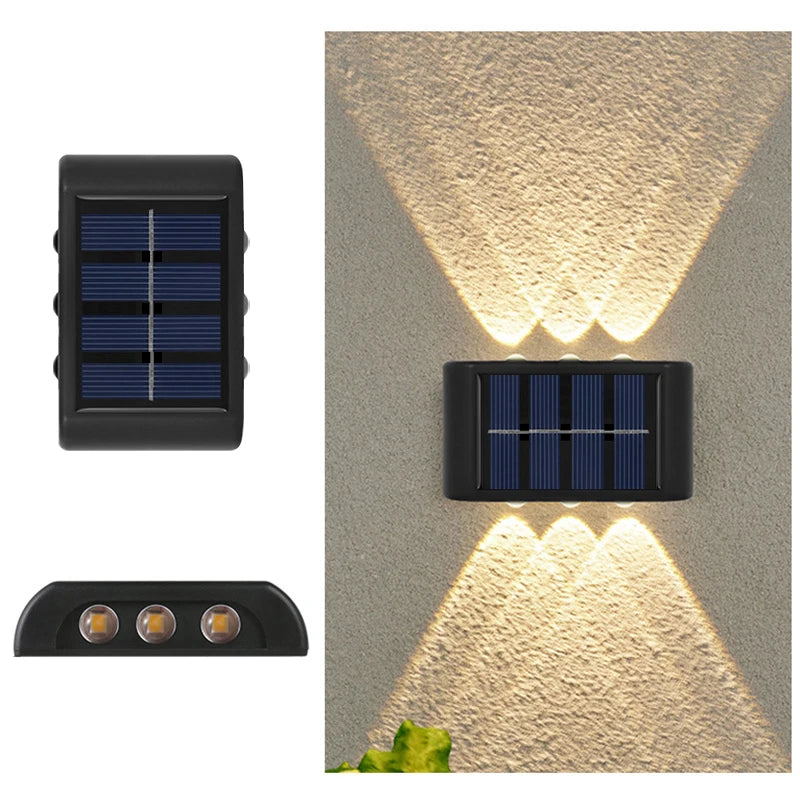 6LED Solar Wall Lights | Outdoor Waterproof Up & Down Lamp for Garden | Patio | Yard | Balcony Deco