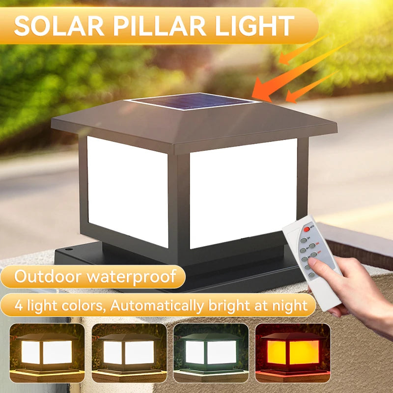 Timed LED Solar Outdoor Light Pillar Solar Lights Waterproof Thick Garden Pathway Parking Yard Outdoor Decor Lamp RC Solar Light