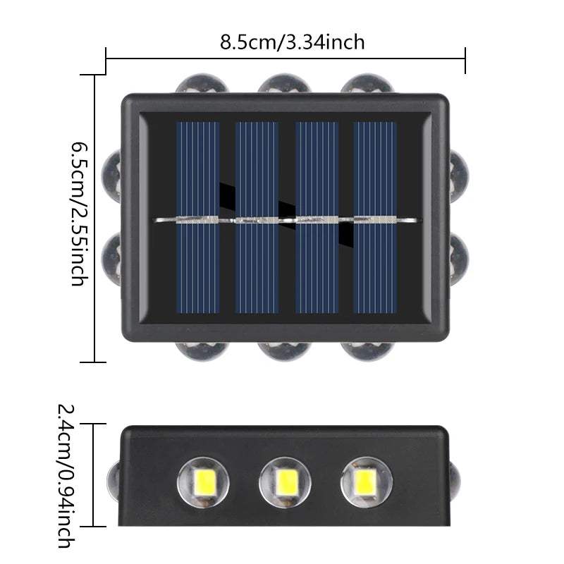 10/12/16 LEDsSolar Outdoor Wall Lights, Weatherproof Garden Lamp, Pathway Lighting  for Stairs Fence Street Camping Home Decor