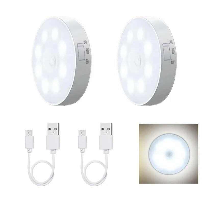 Motion Sensor Light USB Rechargeable Night Light LED Lamp for Kitchen Bedroom Stairs Hallway Cabinet Closet Wardrobe Nightlight