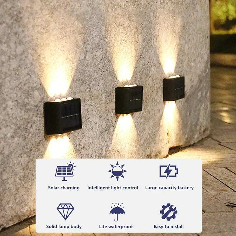 1-4pcs Solar Wall Light Outdoor Up and Down Solar Power Lighting Outdoor Waterproof IP65 Garden Courtyard Villa Landscape Decor