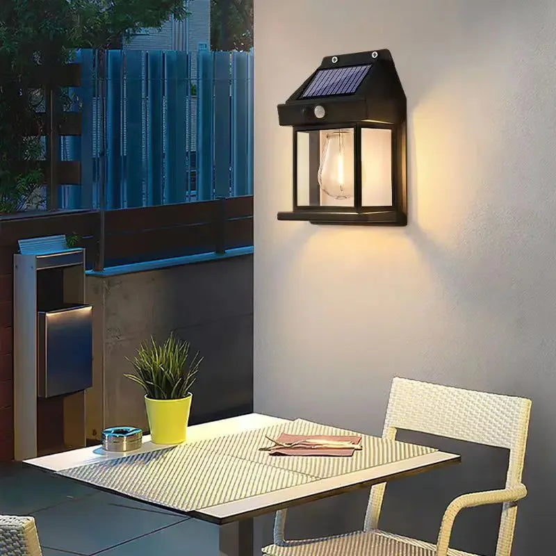 Solar Tungsten Night Lamp Intelligent Motion Sensor Wall Lamp 3 Lighting Modes Waterproof Courtyard Garden Decoration Lantern