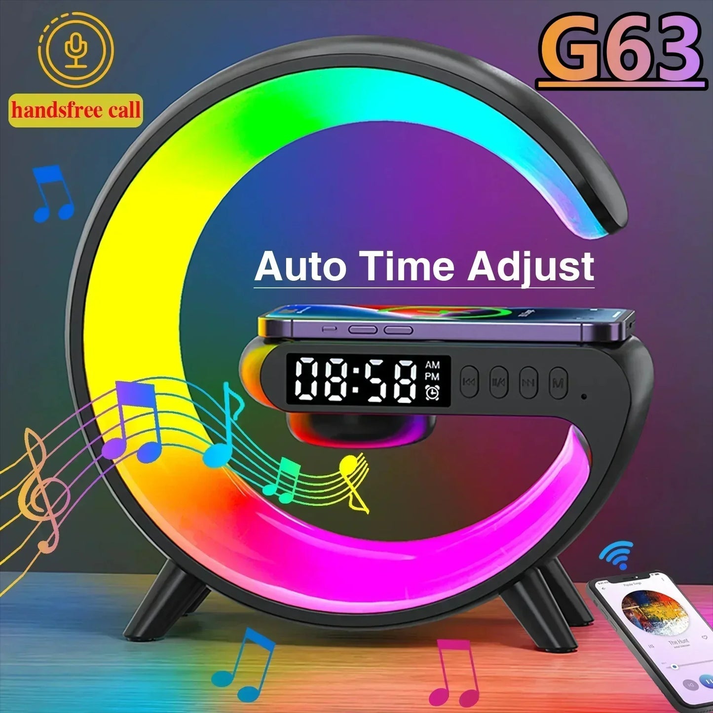 GlowCharge™ 4-in-1 Wireless Charger, RGB Night Light, & Bluetooth Speaker